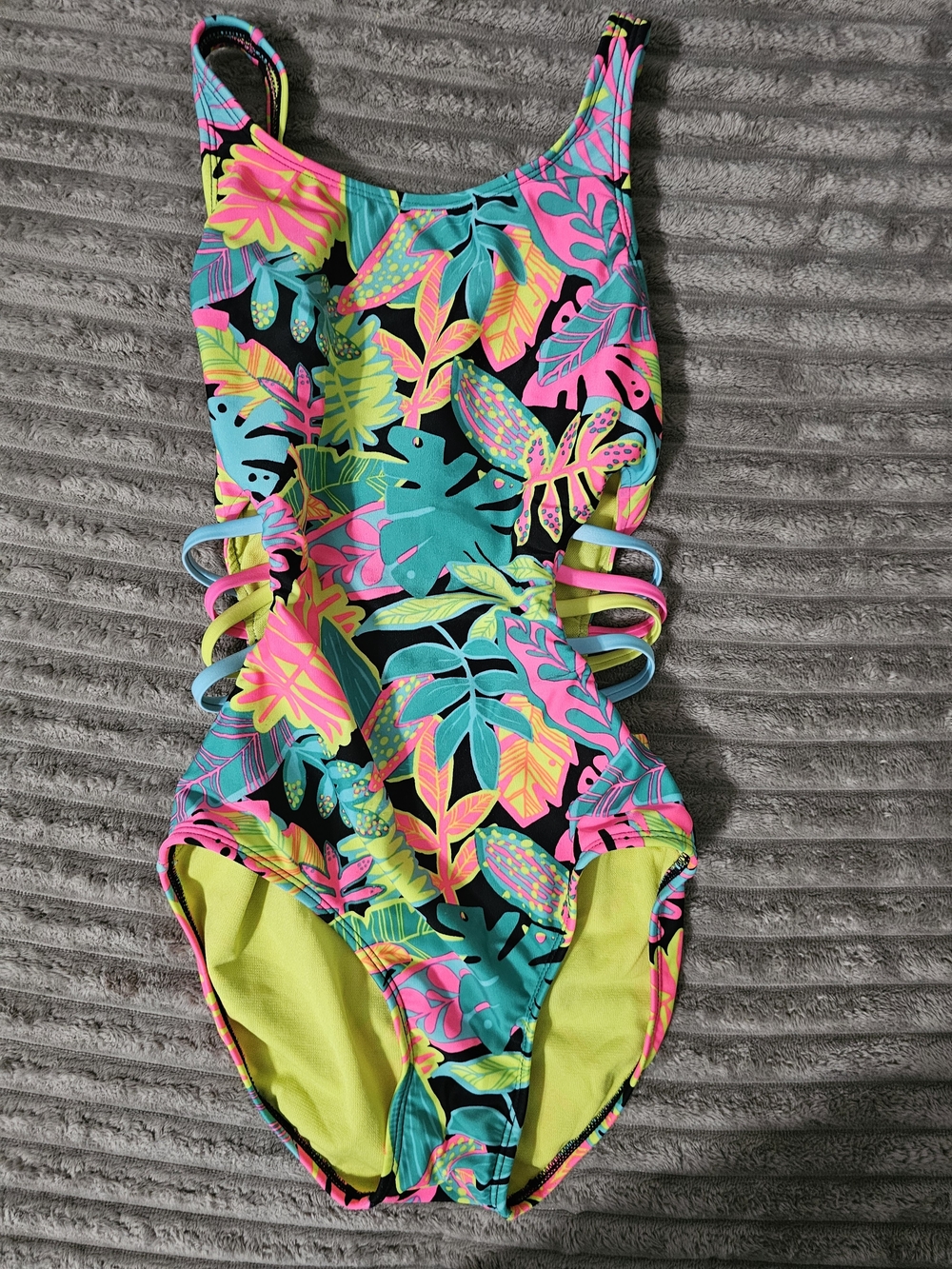 Neon Tropical Cutout One-Piece Swimsuit - SM2